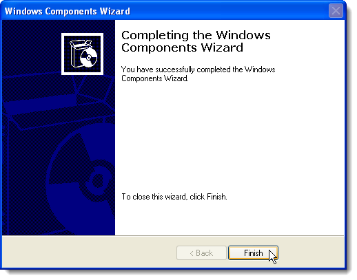 Windows 구성 요소 마법사 완료