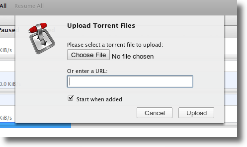 하드 드라이브 또는 웹에서 Torrent 추가