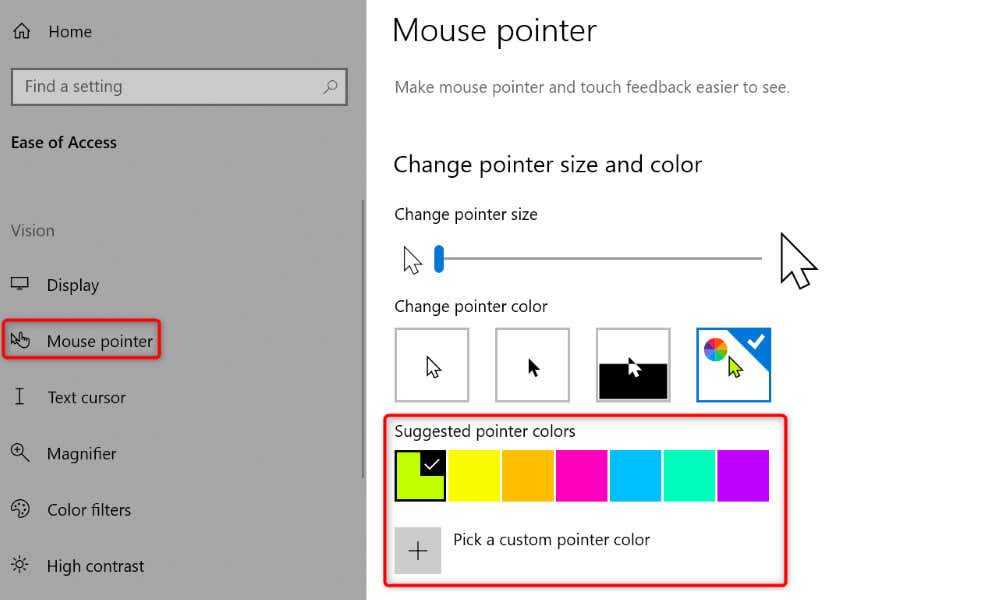 Windows 이미지 2에서 커서 색상 변경