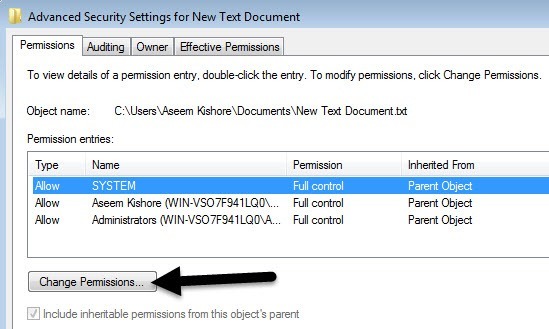 permissions reset app for windows 7