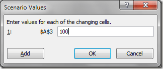 Excel What-If Analysis Scenario Values