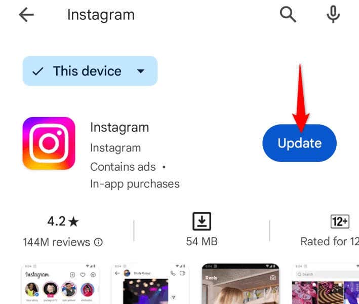 iPhone 또는 Android 휴대폰에 보류 중인 Instagram 업데이트 설치 이미지